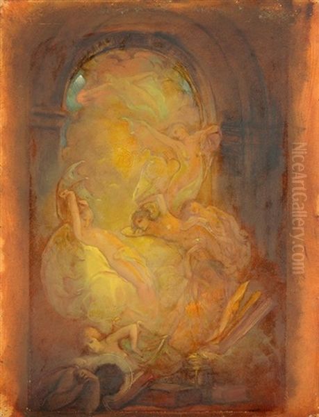 Studie: La Tentation De Saint-antoine (+ Studie Eines Frauenkorpers, Pencil, Verso) Oil Painting by Jan Frans De Boever