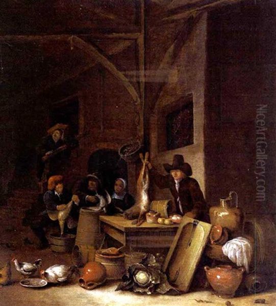 Bauern In Der Stube Oil Painting by Hendrik Bogaert