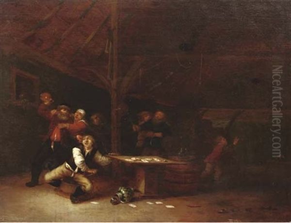 Peasants In An Inn Oil Painting by Hendrik Hendricksz Bogaert