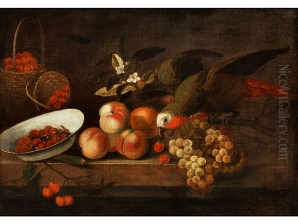 Fruchtestillleben Mit Papagei Oil Painting by Jakob Bogdani