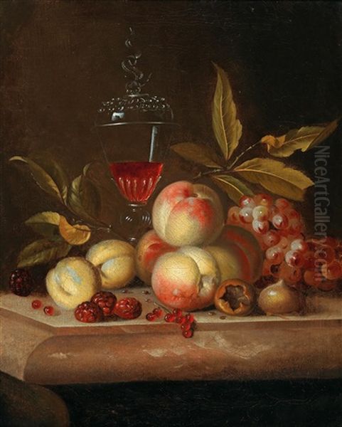 A Still Life Of Peaches And Figs by Jakob Bogdani