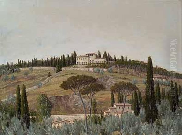 Veduta Di Villa Toscana Oil Painting by Giacomo Albertolli