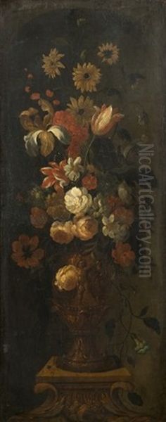 Bouquet De Fleurs Dans Un Vase Sculpte Oil Painting by Jakob Bogdani