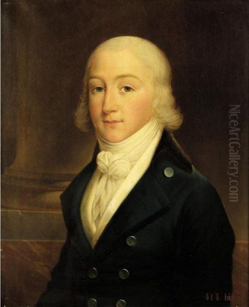 A Portrait Of Louis Charles D'orleans (died 1808), Head And Shoulders, Wearing A Blue Frock Coat And A White Waist-coat Oil Painting by Jacob Alberts