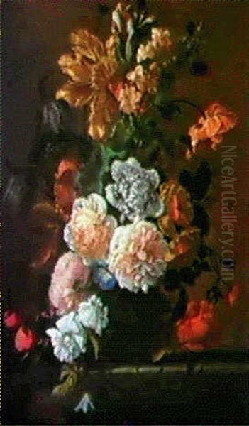 Ein Blumenstrauss In Einer Glasvase Oil Painting by Jakob Bogdani