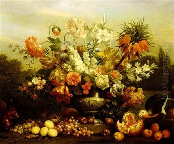 A Still Life Of Flowers And Fruit Oil Painting by Jakob Bogdani