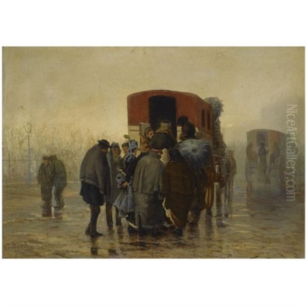 The Coach Oil Painting by Nikolai Grigor'evich Bogdanov