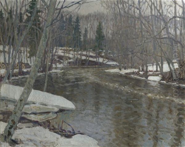 Spring Flood Oil Painting by Nikolai Petrovich Bogdanov-Bel'sky