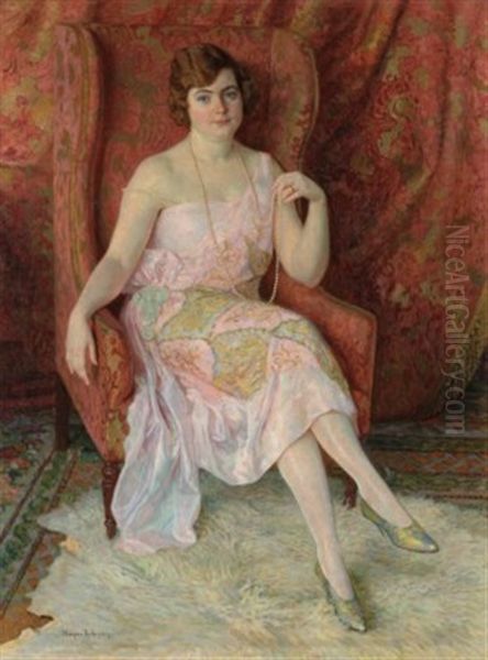 Portrait Of The Artist's Wife Antonie Erhardt (1894-1969) Oil Painting by Nikolai Petrovich Bogdanov-Bel'sky