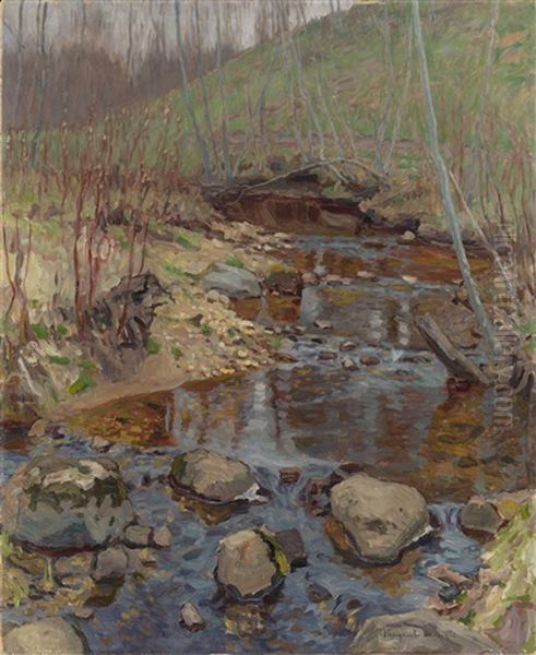 Forest Stream Oil Painting by Nikolai Petrovich Bogdanov-Bel'sky