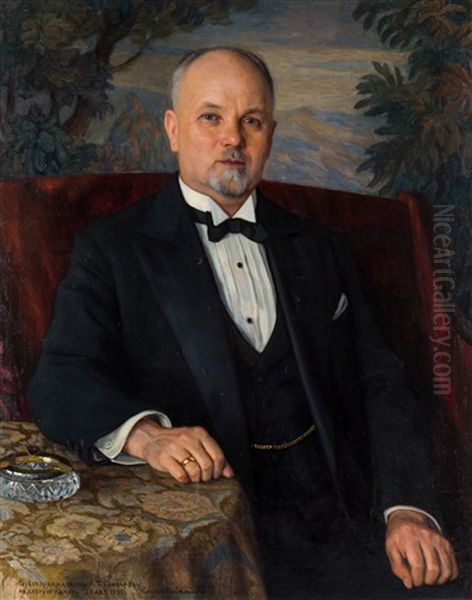 Portrait Of A. T. Goncharov Oil Painting by Nikolai Petrovich Bogdanov-Bel'sky