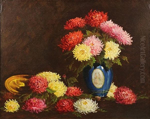 Still Life With Flowers In A Vase Oil Painting by Nikolai Petrovich Bogdanov-Bel'sky