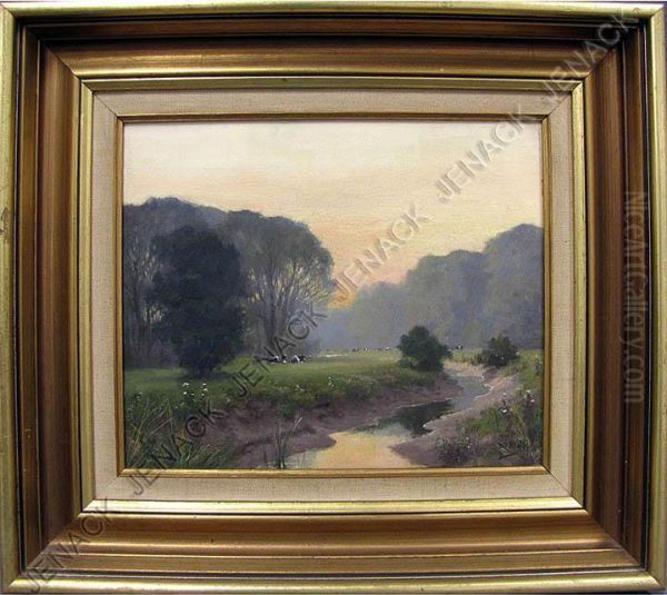 Landscape With Cows Oil Painting by William Alberts