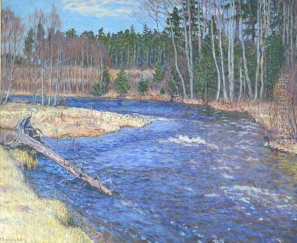 Spring Flooding Oil Painting by Nikolai Petrovich Bogdanov-Bel'sky