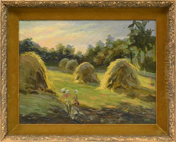 Village Landscape Oil Painting by Nikolai Petrovich Bogdanov-Bel'sky