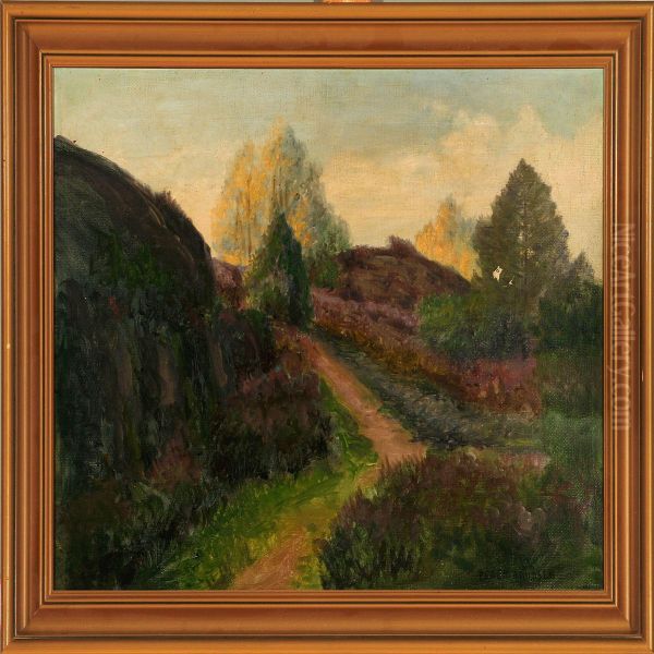 Landscape And A Farm Oil Painting by Valdemar Albertsen