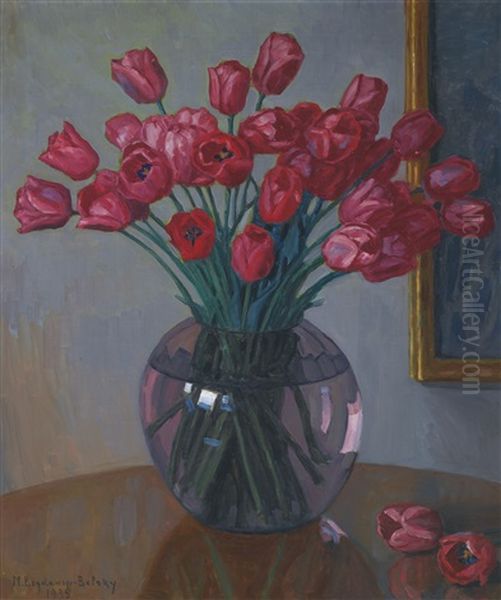 Still Life With Tulips Oil Painting by Nikolai Petrovich Bogdanov-Bel'sky