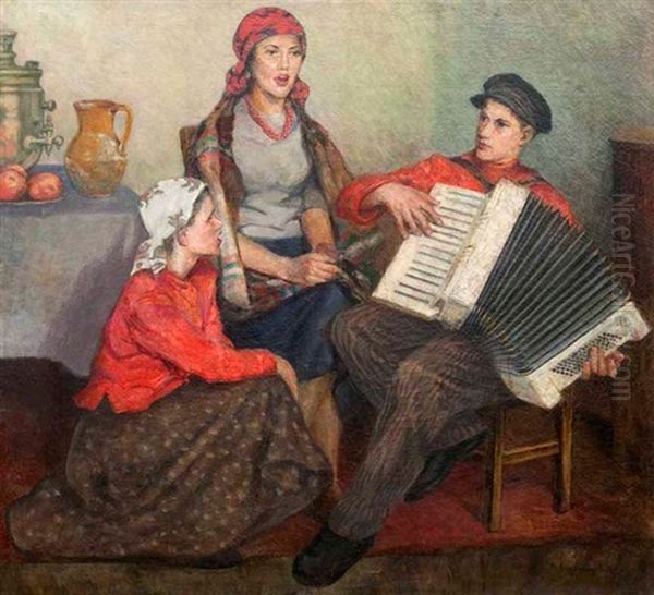 Musikszene Oil Painting by Nikolai Petrovich Bogdanov-Bel'sky