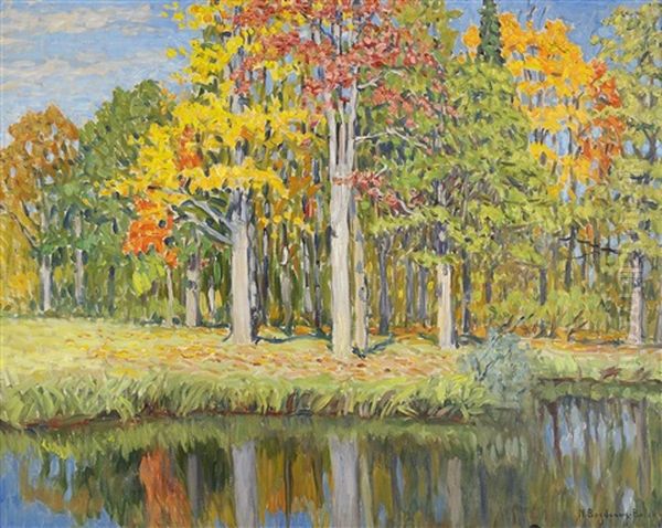 Autumn Landscape Oil Painting by Nikolai Petrovich Bogdanov-Bel'sky