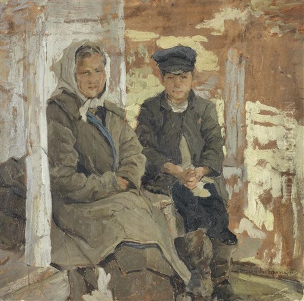 Waiting Patiently Oil Painting by Nikolai Petrovich Bogdanov-Bel'sky