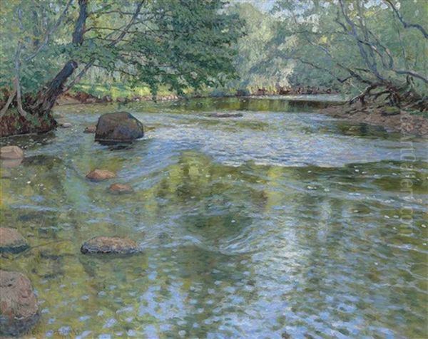 The River Oil Painting by Nikolai Petrovich Bogdanov-Bel'sky