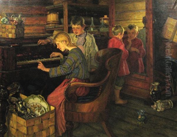 The Servants' Children In The Boyar's House Oil Painting by Nikolai Petrovich Bogdanov-Bel'sky