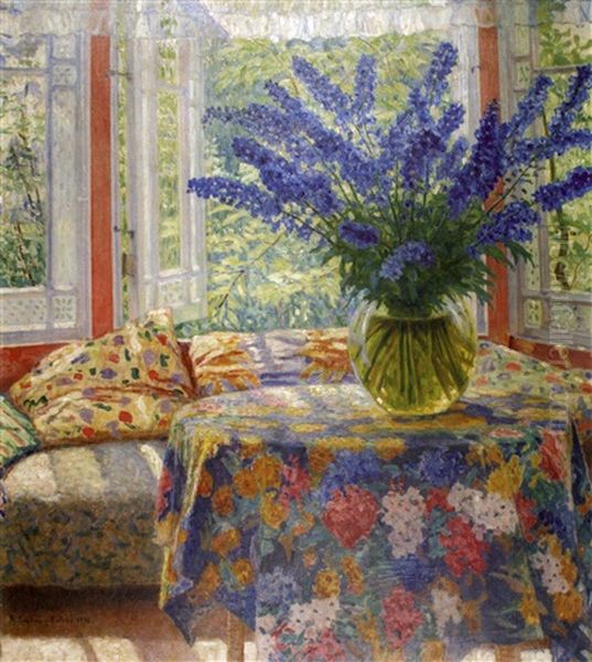 Vase De Fleurs Dans Le Jardin D'hiver Oil Painting by Nikolai Petrovich Bogdanov-Bel'sky