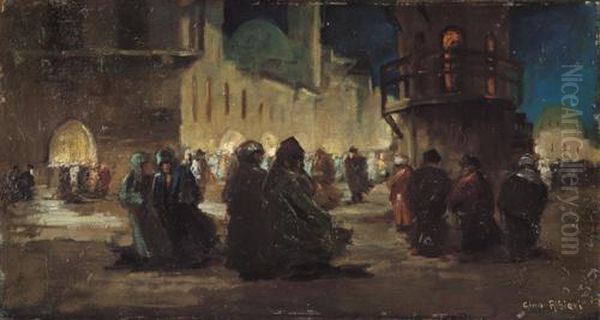 Notturno Al Cairo Oil Painting by Gino Albieri