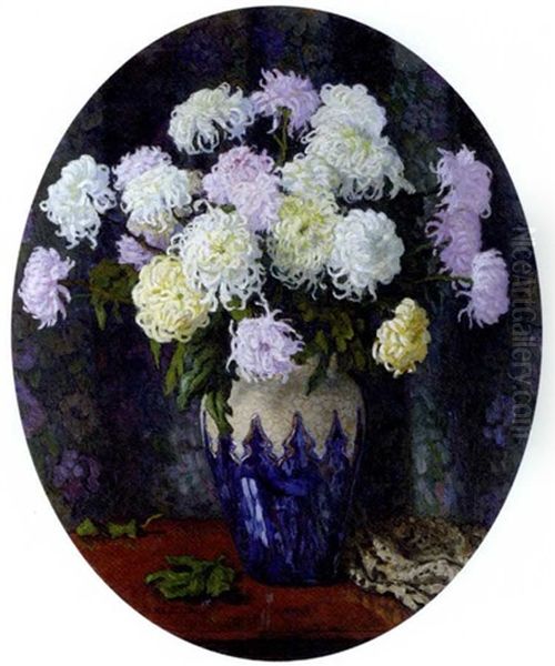 Chrysanthemums Oil Painting by Nikolai Petrovich Bogdanov-Bel'sky