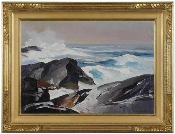 Breaking Waves Oil Painting by Abraham Jacob Bogdanove