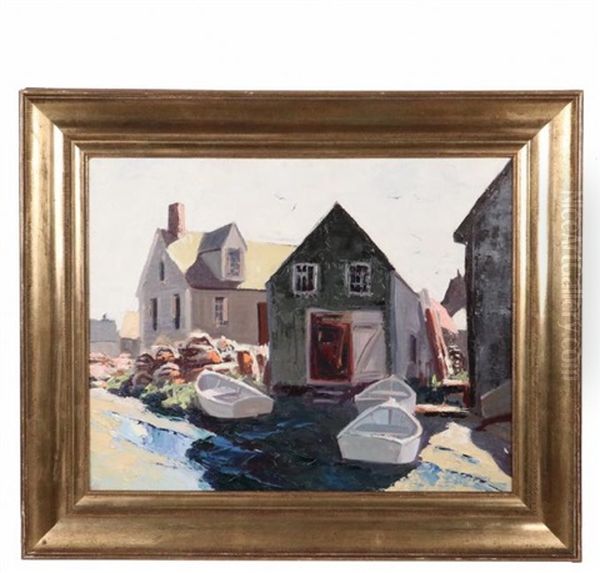 Monhegan Fish Houses Oil Painting by Abraham Jacob Bogdanove