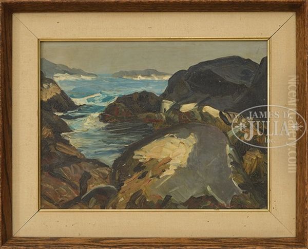 Rocks & Sea Oil Painting by Abraham Jacob Bogdanove