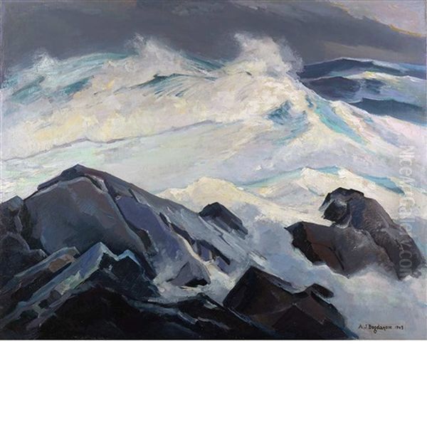 The Squall, Monhegan Oil Painting by Abraham Jacob Bogdanove