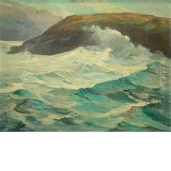 Crashing Waves Oil Painting by Abraham Jacob Bogdanove