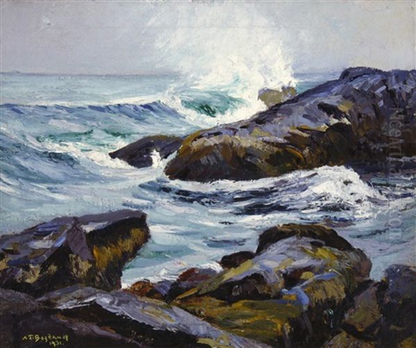 Monhegan Island Surf Oil Painting by Abraham Jacob Bogdanove