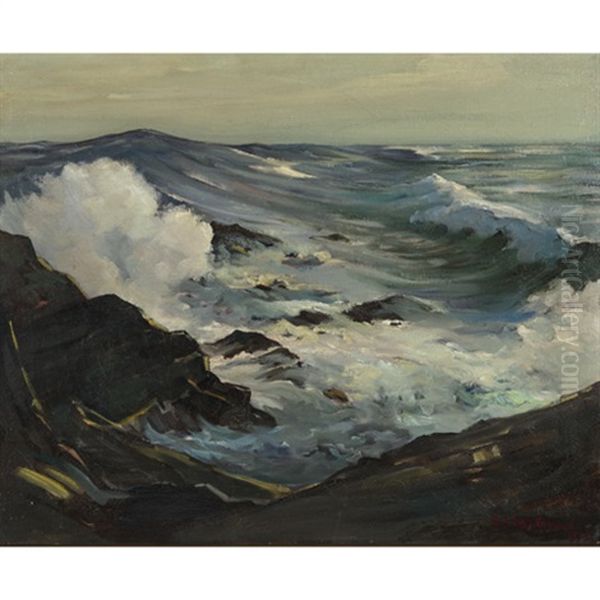 Crashing Surf, Gaspe, Quebec Oil Painting by Abraham Jacob Bogdanove