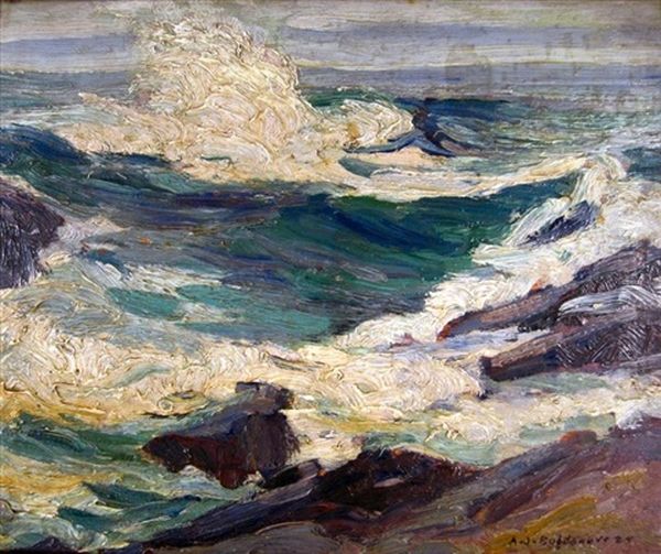 Crashing Waves Oil Painting by Abraham Jacob Bogdanove