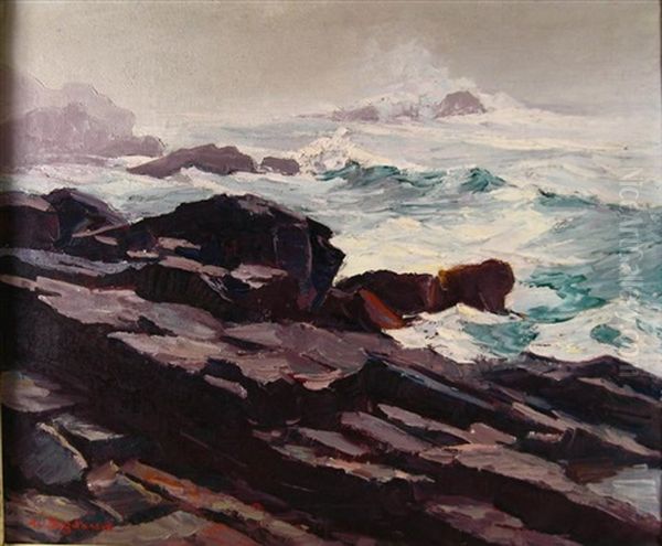 Coastal Surf, Monhegan, Maine Oil Painting by Abraham Jacob Bogdanove