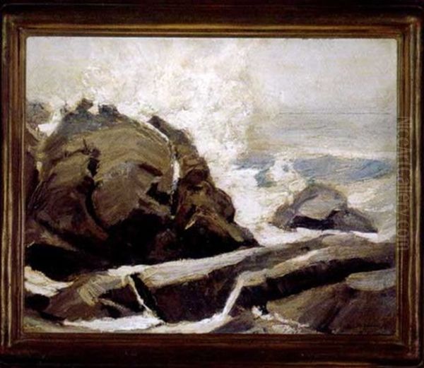 Monhegan Surf Oil Painting by Abraham Jacob Bogdanove