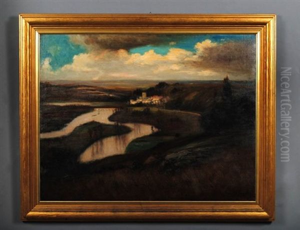 Landscape With Town In The Distance Oil Painting by George Henry Bogert