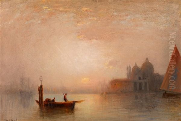 Sunset Over The Bacino Di San Marco, The Madonna Della Salute Beyond, Venice Oil Painting by George Henry Bogert