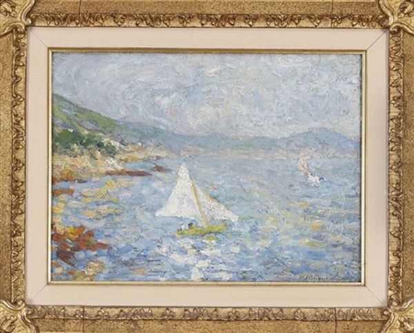 Voilier Suivant La Cote Oil Painting by Emilio Boggio