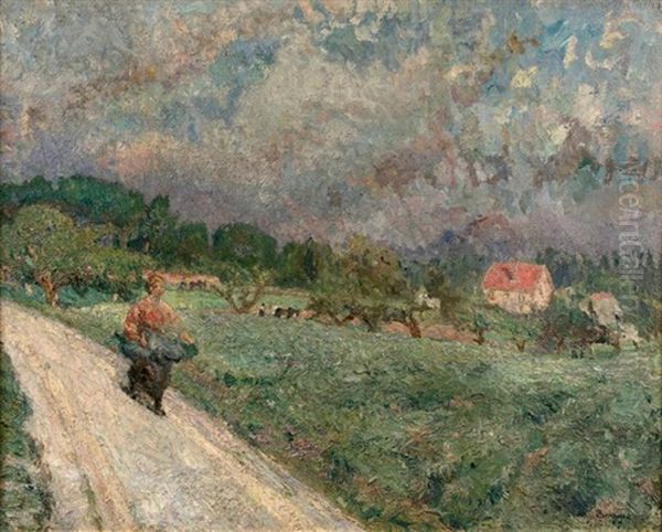 Le Chemin De La Bourgogne, Auvers, 1917 Oil Painting by Emilio Boggio