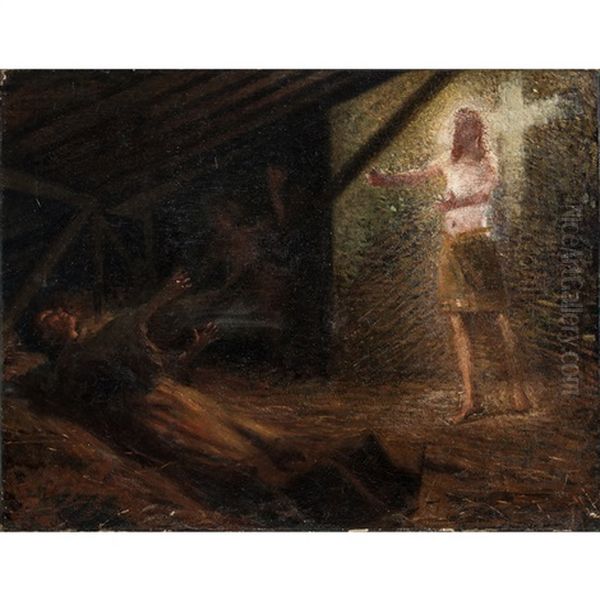 Sans Titre (la Resurrection De Lazare), Circa 1890 Oil Painting by Emilio Boggio