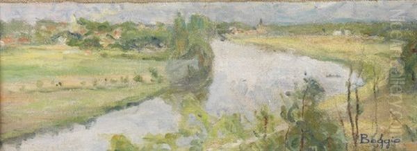 Auvers-sur-oise (study For L'ile-de-france) Oil Painting by Emilio Boggio