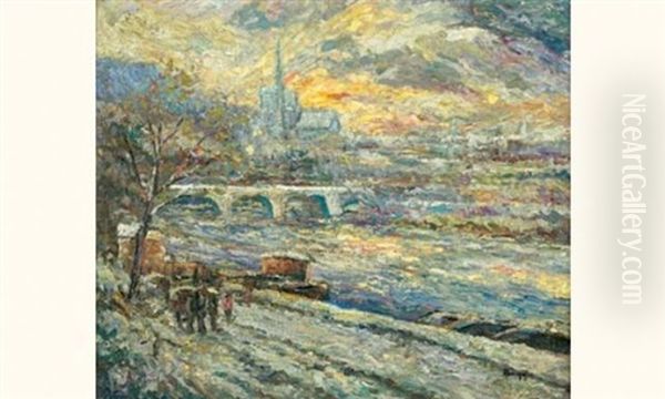 Notre-dame Sous La Neige Oil Painting by Emilio Boggio