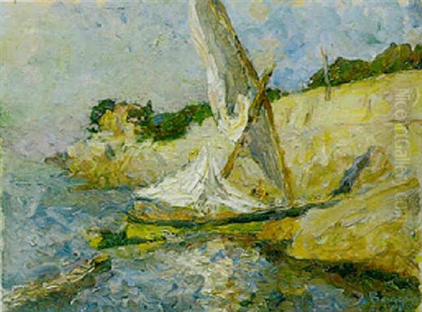 Bateau A Voiles Devant Le Librand Oil Painting by Emilio Boggio