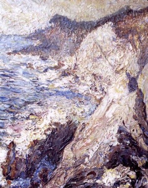 Vent Sur Le Strand-nervi Oil Painting by Emilio Boggio