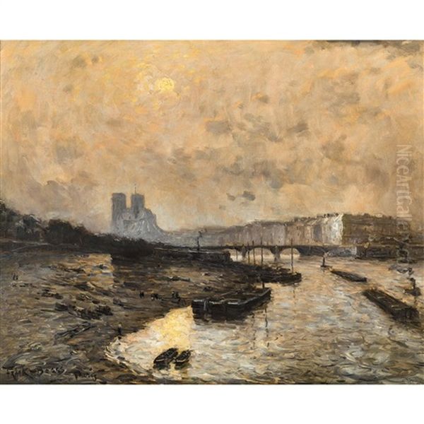 La Seine Et Notre-dame Oil Painting by Frank Myers Boggs