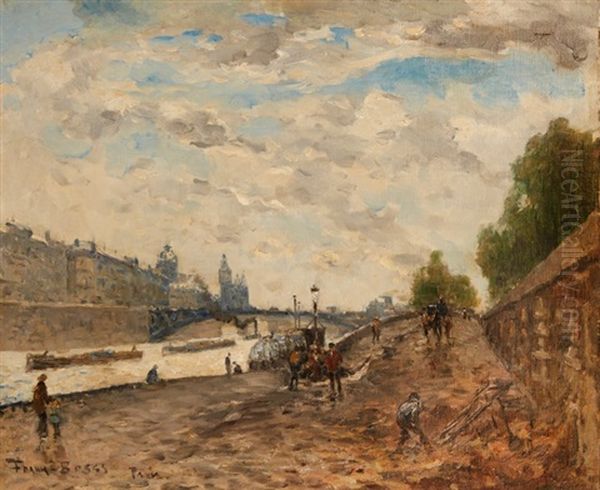 Paris, La Seine Depuis Le Quai De Gesvres, Et Le Palais De Justice Oil Painting by Frank Myers Boggs